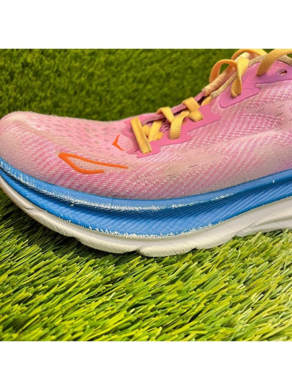 Hoka One One Clifton 9 Womens Size 7.5 Pink Blue Athletic Running Shoes Sneakers